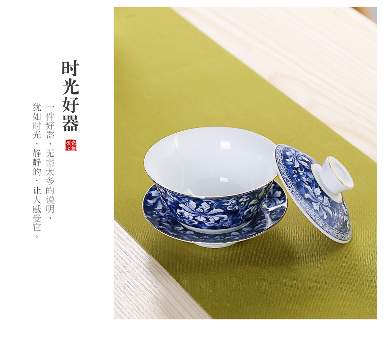 & old, blue and white porcelain paint tureen ceramic three only three of the bowl cups white porcelain to use home tea bowl of tea cups