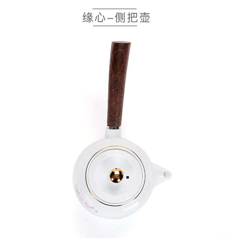 Old &, kung fu tea set ceramic paint cixin qiu - yun, Japanese wooden side pot of white porcelain large teapot tea