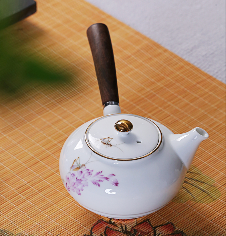 & old cixin qiu - yun, ceramic tea set fuels the Japanese side to large teapot the pot of white porcelain wood kung fu tea