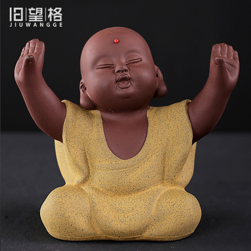Old &, kung fu tea accessories color purple sand tea pet furnishing articles arenaceous contented little monks maitreya kongming pen pen rack