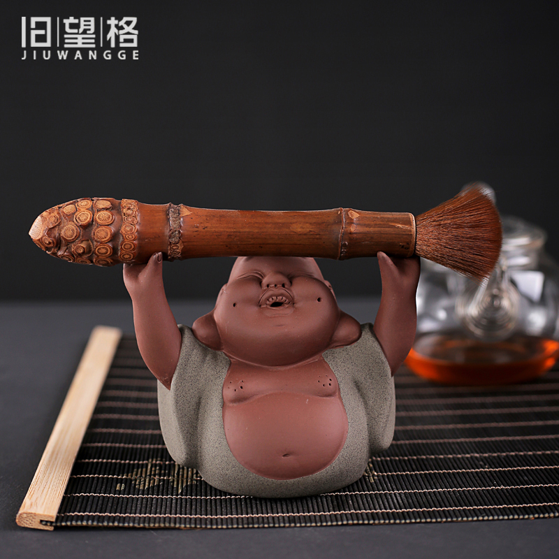 Old &, kung fu tea accessories color purple sand tea pet furnishing articles arenaceous contented little monks maitreya kongming pen pen rack