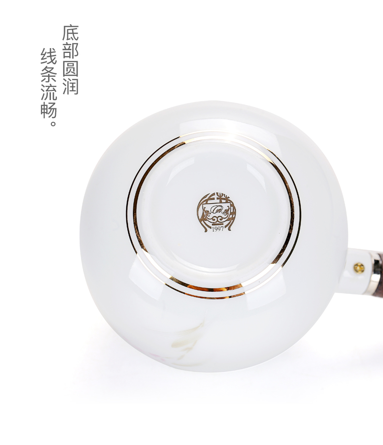 Old &, kung fu tea set ceramic paint cixin qiu - yun, Japanese wooden side pot of white porcelain large teapot tea