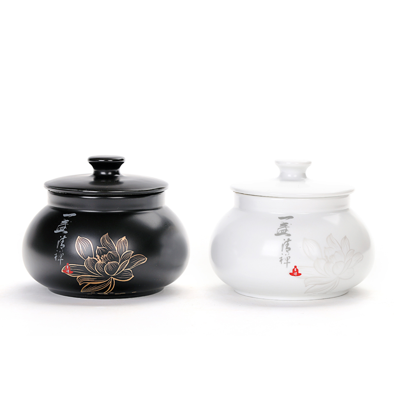 Old kung fu tea set at lattice flat body lotus caddy fixings up with inferior smooth ceramic POTS of tea small storage jar