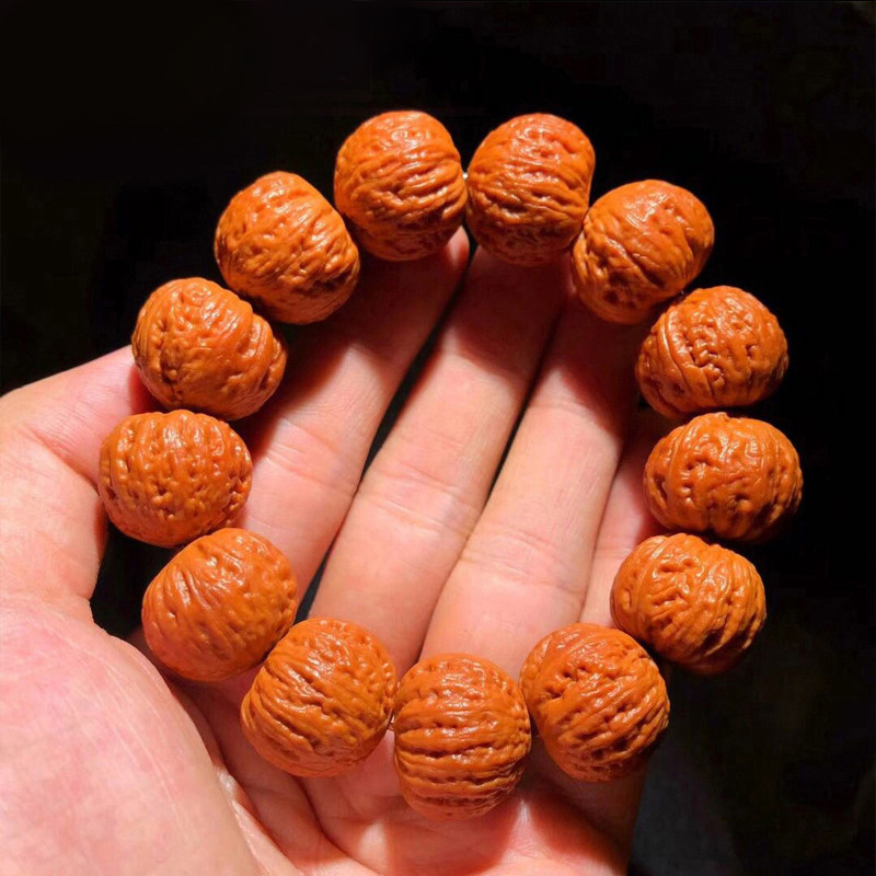 Belle Wen playing wild small walnut bracelet with golden cicadas back south Xinjiang stone flame tattooing tattooing 8-edged male and female ornaments-Taobao