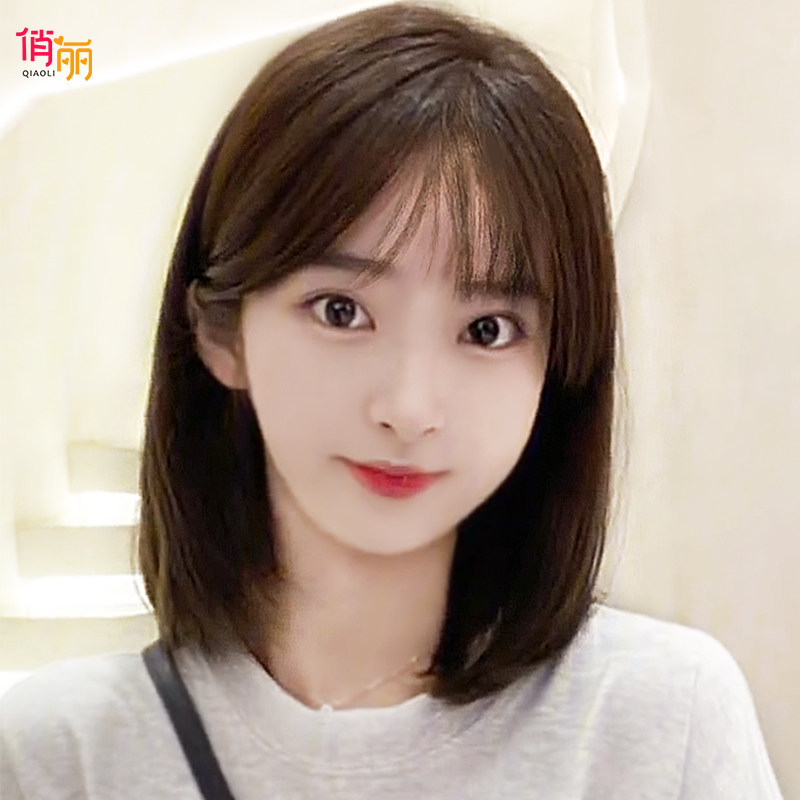 Wig Woman Short Hair Styling 2021 Nature Full Headgear Mesh Red Round Face Lock Bone Hair Reduction Age Simulation Mid Length Wig Sleeve