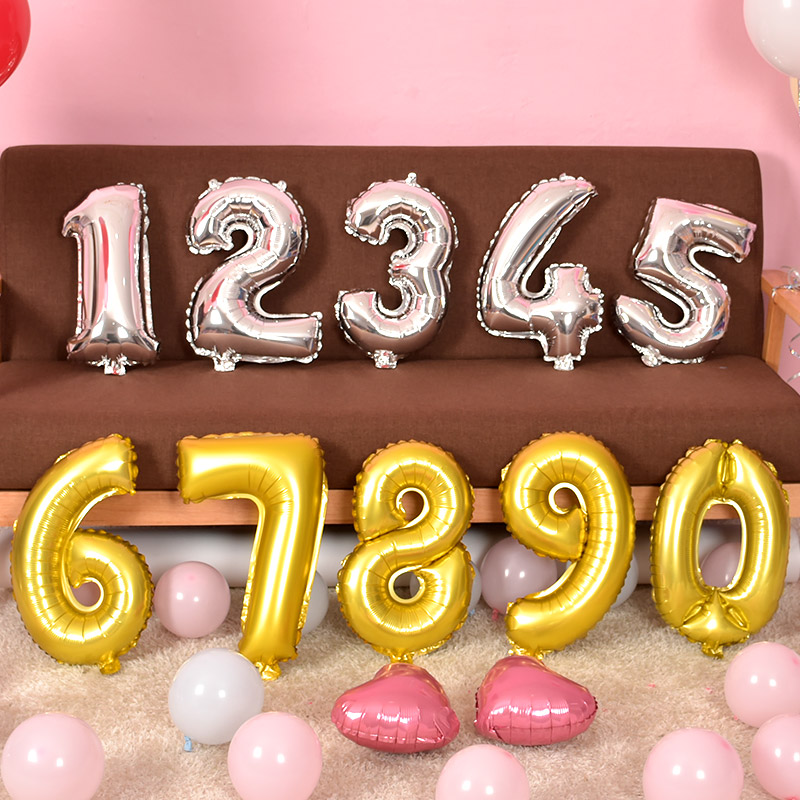 Birthday Party Decoration 18 Inch Medium Aluminum Film Balloon Arrangement Aluminum Foil Digital Balloons Gold And Silver Color 0123456789