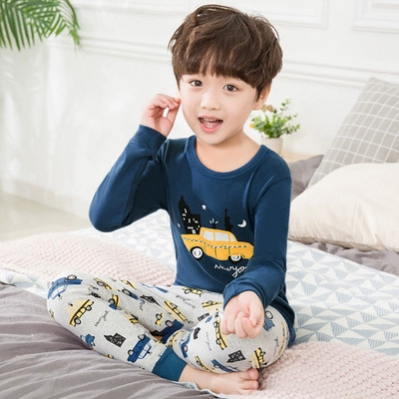 . Đồ bộ cotton trẻ em, đồ bộ thu đông, quần dài tay, quần áo trẻ em trẻ em, quần áo trẻ em, đồ lót trẻ em, đồ dài tay trung thu đông - Quần áo lót