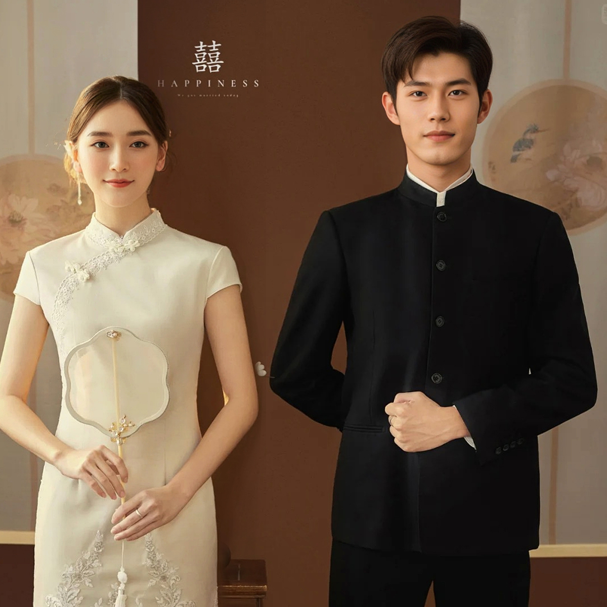 キツツキ中山スーツ婚約結婚式男性2025新型スタンドカラー新型中国スーツジャケットハンサムスーツ