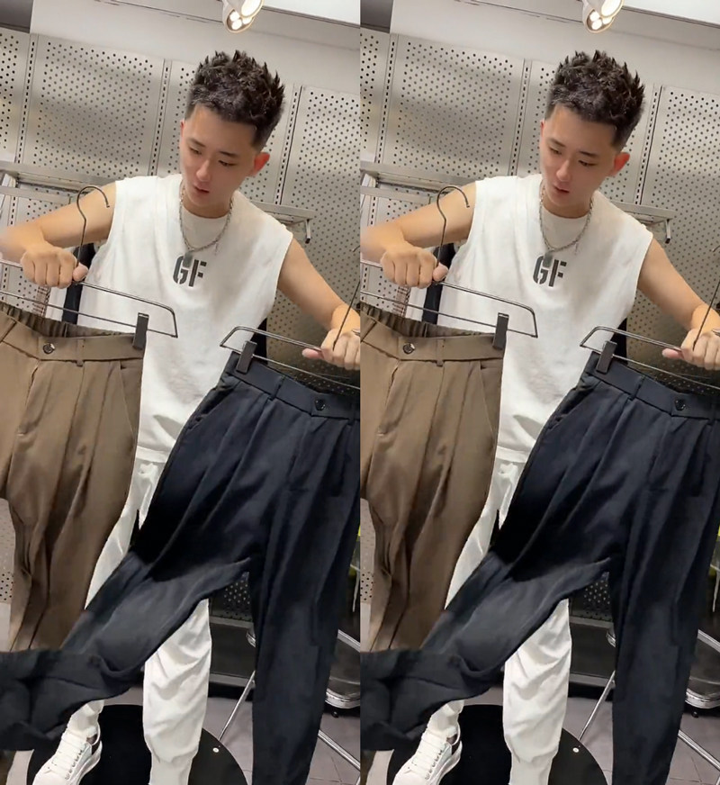 2021 spring and summer new zipper men's net trousers handsome all-match fashion straight straight cool WAFZDPNN