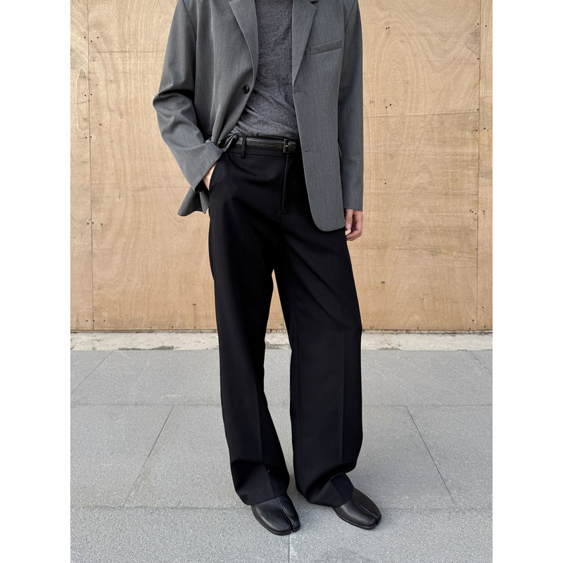 Carl Wang Life-Style Trousers Japanese Nikke Wool Fitted Straight-Leg Semi-Elastic Waist Trousers Riri Zipper