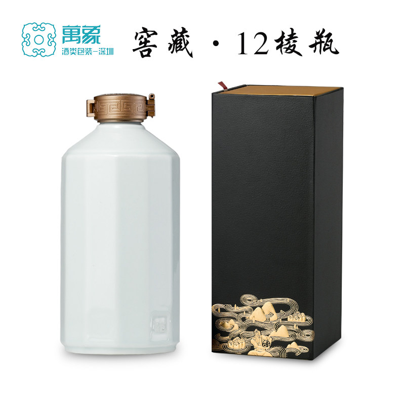 Vientiane public version of spot wine box liquor packaging Jingdezhen ceramic empty wine bottle glass bottle small batch personality custom-made-Taobao