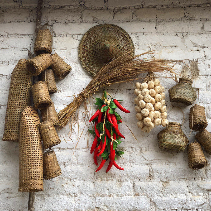 Farmhouse Le Fire Pot Shop Retro Wall Decoration Pendant Wall Hanging Accessories Wall Decoration Nostalgia Decorations Restaurant Bamboo old objects-Taobao