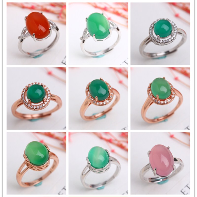 Shuhuanglai Red Stone Thông Xanh Nam Red Agate Biển Đá Biển Xanh Bao Tourmaline Blue Topa Ruby Emerald Nhẫn