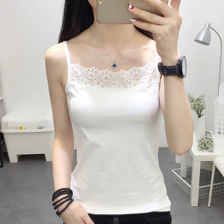 White Camisole for Women with a Stylish Design, Versatile for Layering under Suits, Summer Lace Base Shirt, White High-End Top