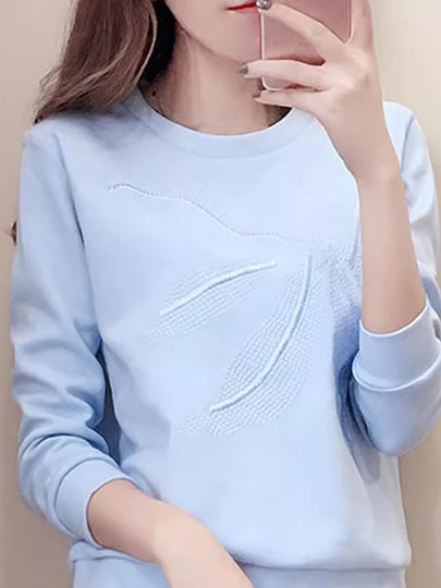 New fashion women's sweatshirt Hong Kong style design niche blue thin t-shirt top trendy spring and autumn style popular style