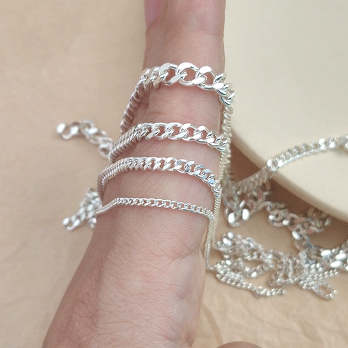 Серебряная цепь, браслет, ожерелье, аксессуары, серебро 925 пробы, европейский стиль