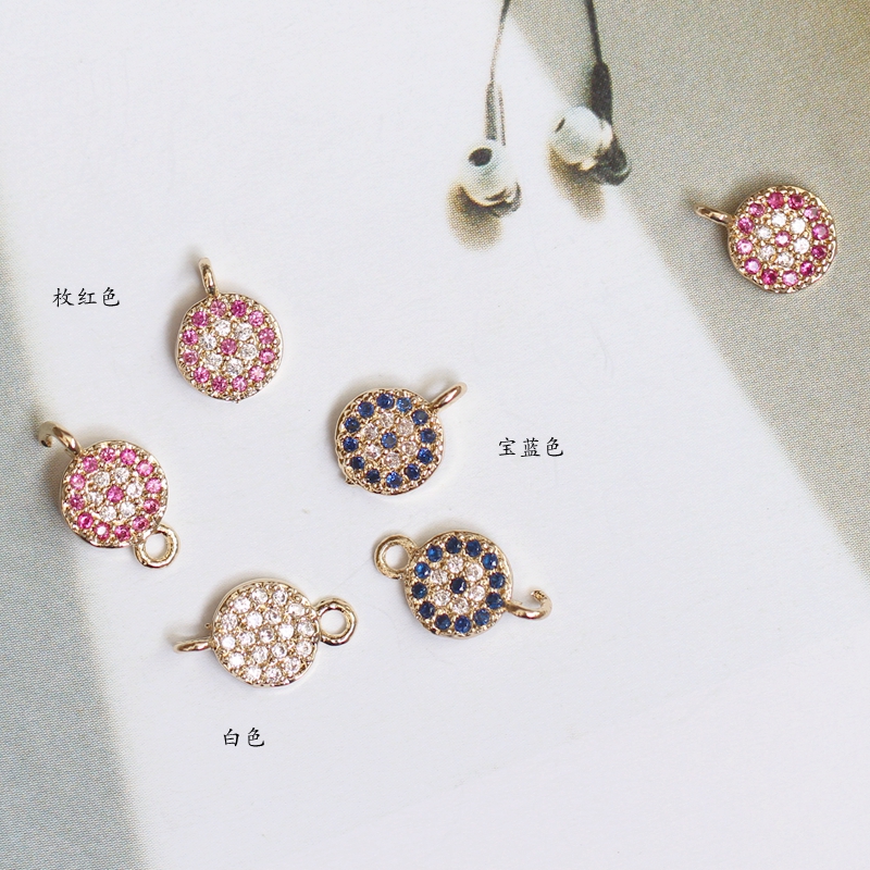 14K Gold Plated Copper Gold Plated Classic Turkish Blue Color Zircon Pendant DIY Accessories