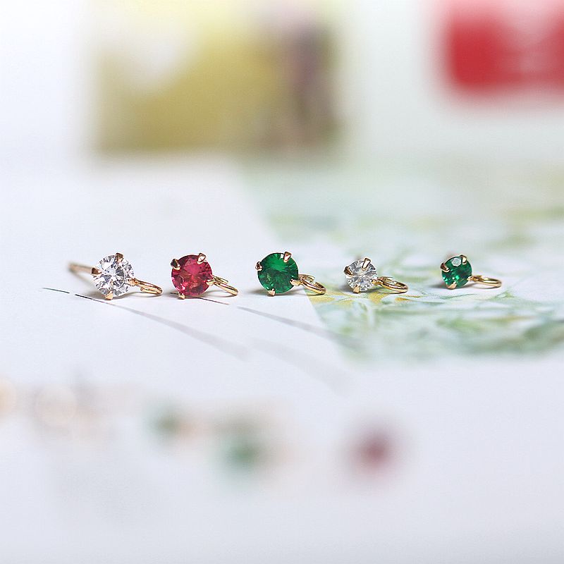Upgrade Upgrade 14K gold color preservation 14K gold four-claw inlaid zircon with ring ear needle DIY accessories Singapore silver needle