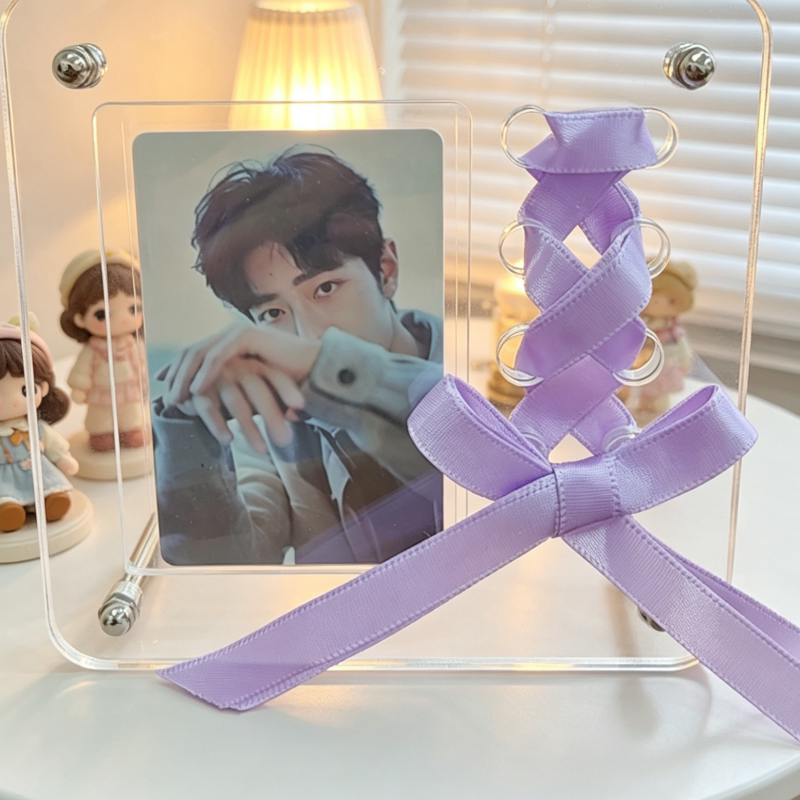 Idol 3inch Photo Card Display Stand Polaroid Photo Groove Ribbon Bow Best Friend Couple Celebrity Storage