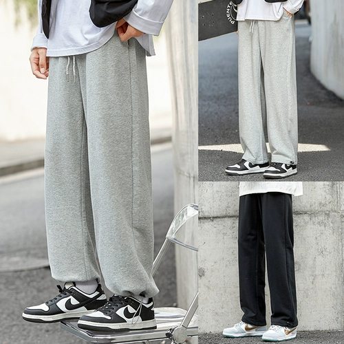 Японские трикотажные штаны для отдыха, свободный прямой крой, на шнурках