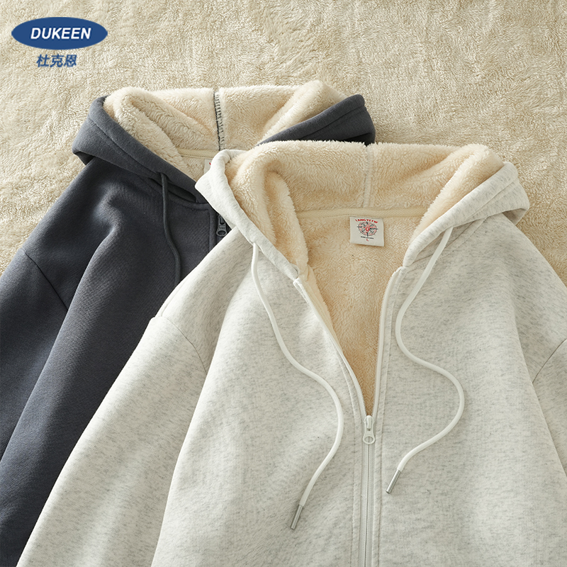 500g Heavy Lamb Wool Jacket for Men, Autumn and Winter American Style Warm Cotton Coat, Fleece-Lined and Thickened, Hooded Cardigan with Zipper Sweatshirt 500g Heavy Lamb Wool Jacket for Men, Autumn and Winter American Style Warm Cotton Coat, Fleece-Lined and Thickened, Hooded Cardigan with Zipper Sweatshirt