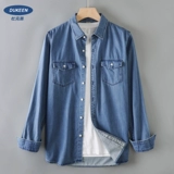 Демисезонная рубашка, хлопковый джинсовый лонгслив, куртка, в американском стиле