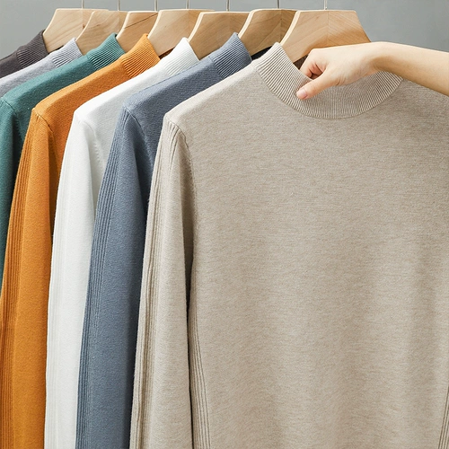 Демисезонный свитер, удерживающая тепло цветная толстовка, трикотажный лонгслив, в американском стиле, высокий воротник, свободный крой