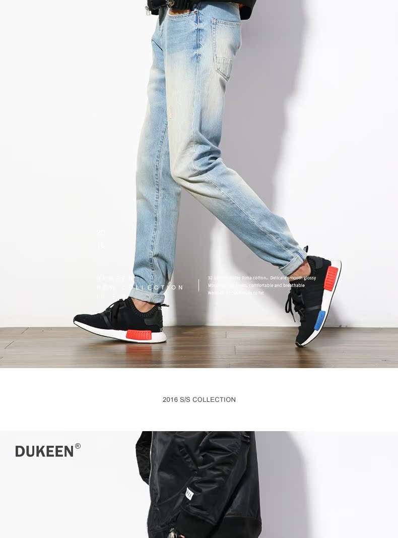 Quần jean nam Straight Slim Hàn Quốc Quần dài nam thanh lịch giản dị Quần dài Quần dài Joker - Quần jean quần bò ống rộng nam