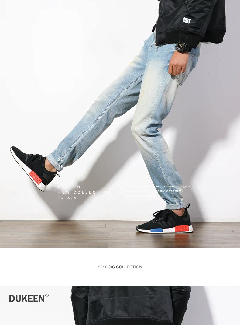 Quần jean nam Straight Slim Hàn Quốc Quần dài nam thanh lịch giản dị Quần dài Quần dài Joker - Quần jean quần bò ống rộng nam
