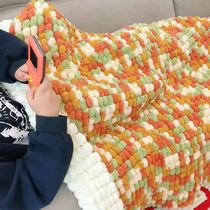 Hand-woven blanket diy self-made crude wool knitted wool ball cushion cover blanket material bag