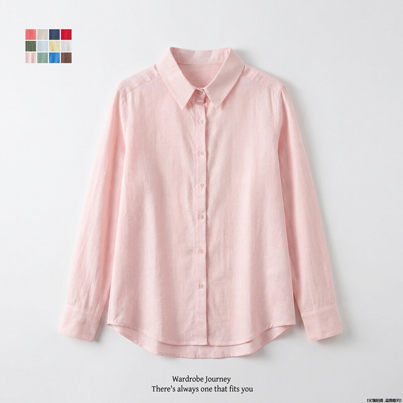Travel Diary ~ Women's French Linen Shirt, Long-Sleeved Casual Cotton and Linen Shirt, New Spring/Summer Style 483868 475647