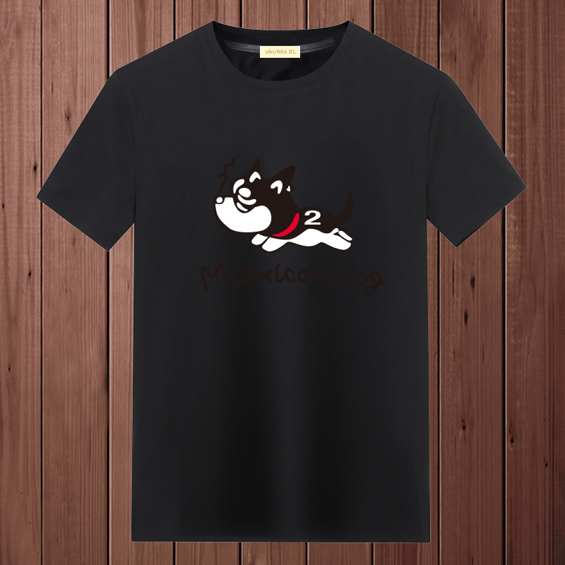 Flying Dog Black2021 summer new pattern man Short sleeve T-shirt Undershirt pure cotton upper clothes easy trend Half sleeve Compassionate men's wear