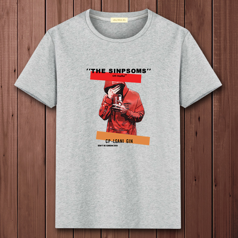Male Grey In Red2021 summer new pattern man Short sleeve T-shirt Undershirt pure cotton upper clothes easy trend Half sleeve Compassionate men's wear