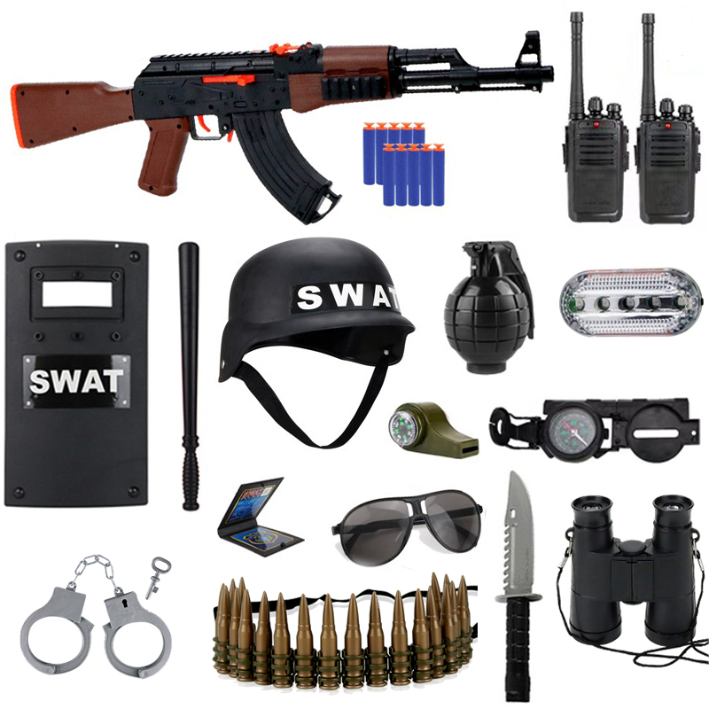 Children's police toy set police shield sound and light grenade accessories boy eat chicken full equipment performance prop model