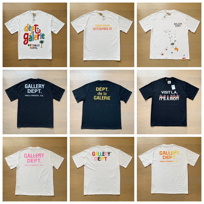 Gallery Dept t Shirts American Trendy High Street Summer Unisex Loose Pure Cotton Round Neck Short-Sleeved T-Shirt