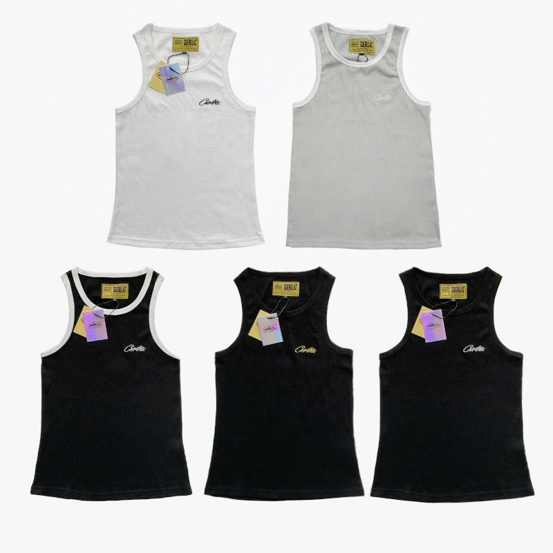 corteiz vest American high street streetwear brand summer embroidered sportswear casual training tight sleeveless vest sweatshirt