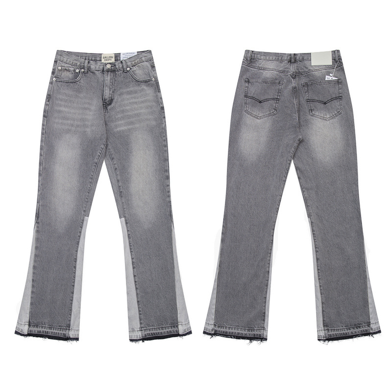 Gallery Dept Jeans American High Street Retro Washed Patchwork Knife-Cut Micro-Flared Casual Denim Pants