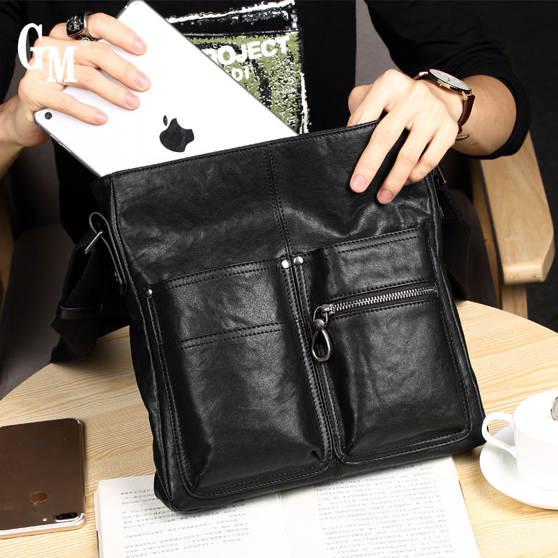 GM men's single shoulder bag leisure large capacity real leather male bag multifunctional head skin single shoulder bag male tide bag