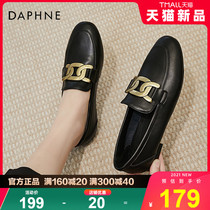 Daphne small leather leather shoes Inn Lengfeng 2022 New spring and autumn flat bottom single shoes genuine leather One foot pedal Lefoshoe summer