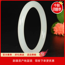 Natural Xinjiang Hetian Jade mutton white jade bracelet jade bracelet retro round Bracelet girl thin bracelet