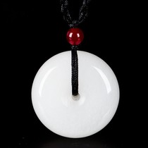 Natural Xinjiang Kunlun goat Jade White Jade safe buckle pendant Jade buckle jade pendant necklace pendant men and women jade pendant