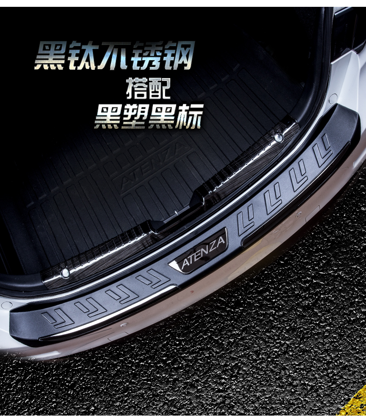 Ốp chống trầy cốp sau thép không gỉ titan đen Mazda6 2017 -2018 - ảnh 10