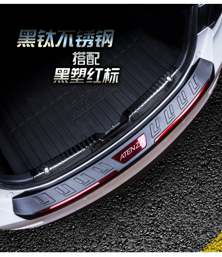 Ốp chống trầy cốp sau thép không gỉ titan đen Mazda6 2017 -2018 - ảnh 9