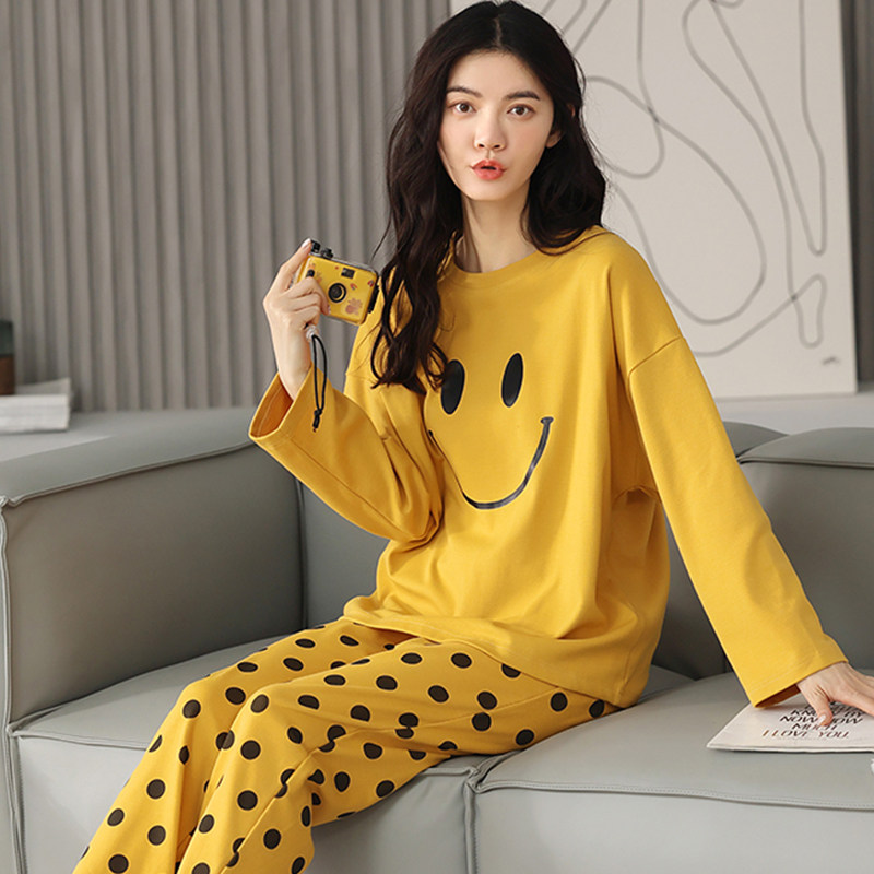 Pajamas women's spring and autumn cotton long-sleeved 2021 new cotton Japanese style can be worn outside the small homewear suit
