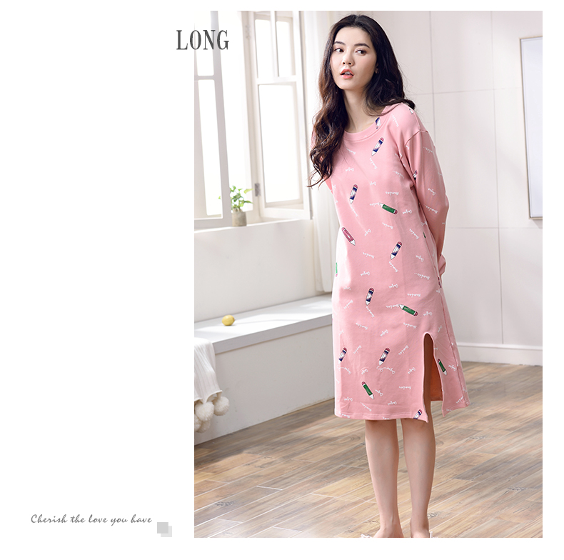 Đẹp mơ mộng áo dài tay cotton nữ mùa xuân và mùa thu mỏng phần dài Hàn Quốc dễ thương công chúa bông mùa thu đồ ngủ xuyên thấu