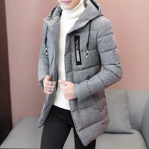 Mid-length cotton coat nam áo khoác dày 2017 mới mùa đông bông áo khoác xu hướng trên quần áo Hàn Quốc phiên bản của xuống áo khoác