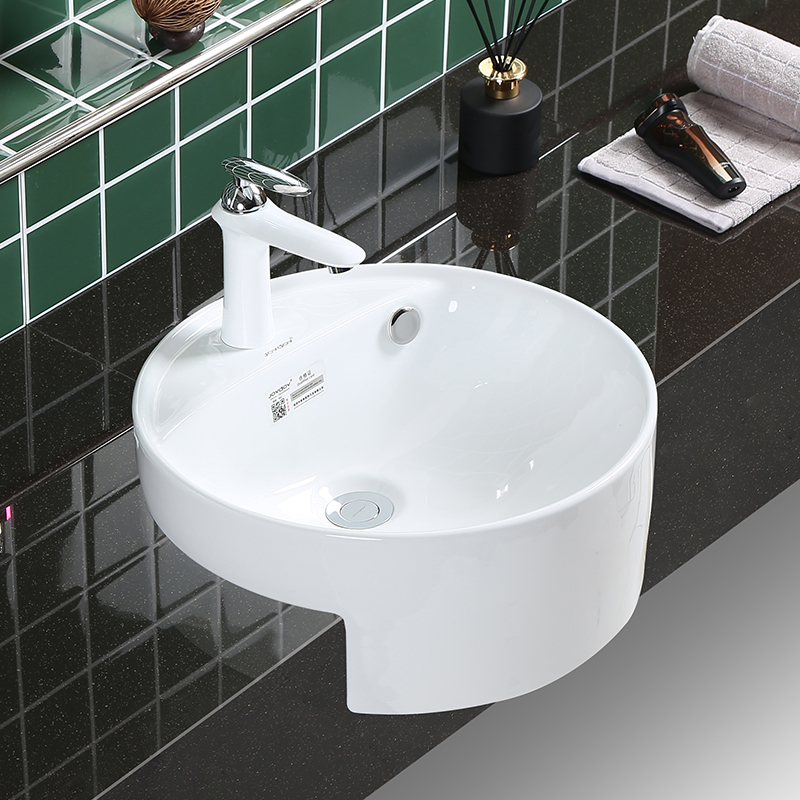 Round Half-Hung Basin Semi-Buried Terrace Basin Semi-Embedded Washbasin Hotel Washbasin Semi-inlaid Type Washbasin