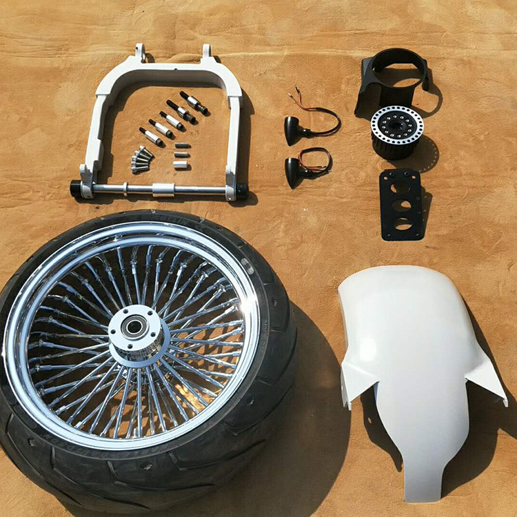 Spot Harley retrofit campaigner XL883 1200 48 rear wheel wide tyre 240260300 widening kit