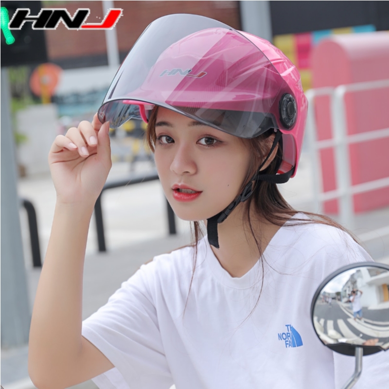 HNJ Winter Season Universal Battery Electric Car Safety Helmet Grey Men And Women Light Poo Sunscreen Half Armor Safety Head Cap