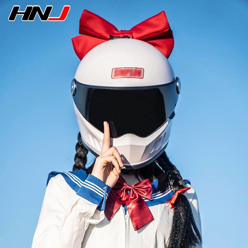 Come to dream with electric motorcycle helmet cute bow burst girl retro Winter Knight locomotive full helmet